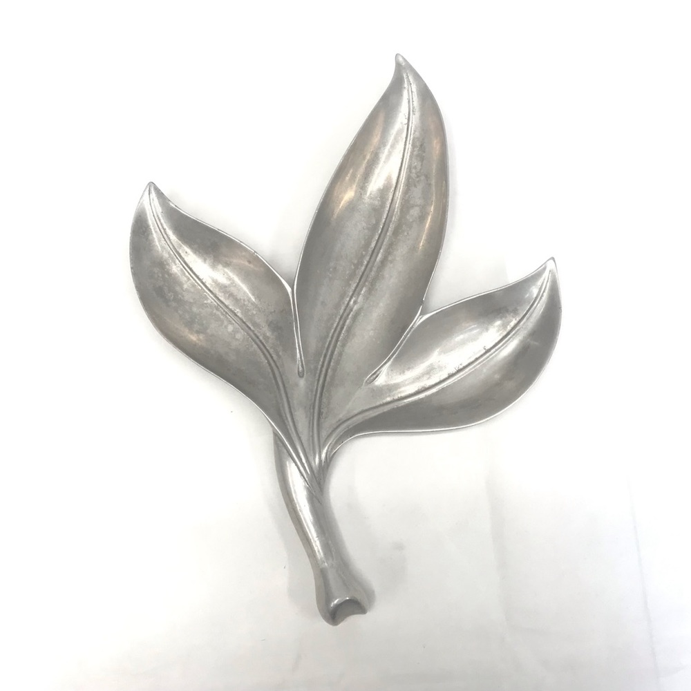 Royal Hickman Signed Bruce Fox Leaf‎ Serving Dish Mid Century Aluminum Tray